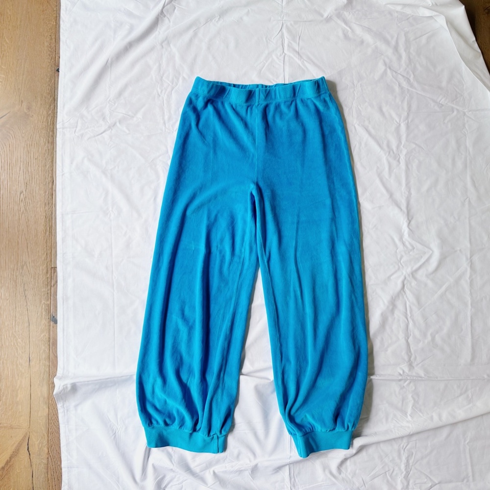 Suzie Suzi Kondi Tosk High Waist Harem Pants Medium Blue Aqua Velour